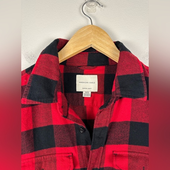 American Eagle Red Buffalo Check Cotton Soft Flannel Long Sleeve Men’s Sz M - Picture 4 of 7